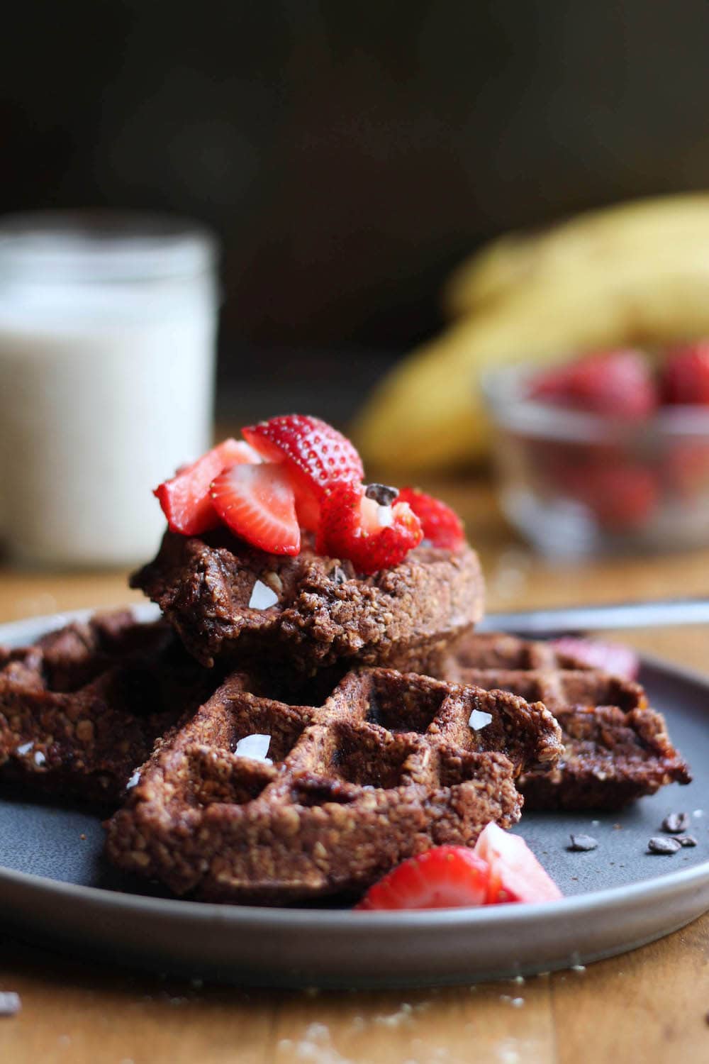 Vegan Chocolate Oat Flour Waffles