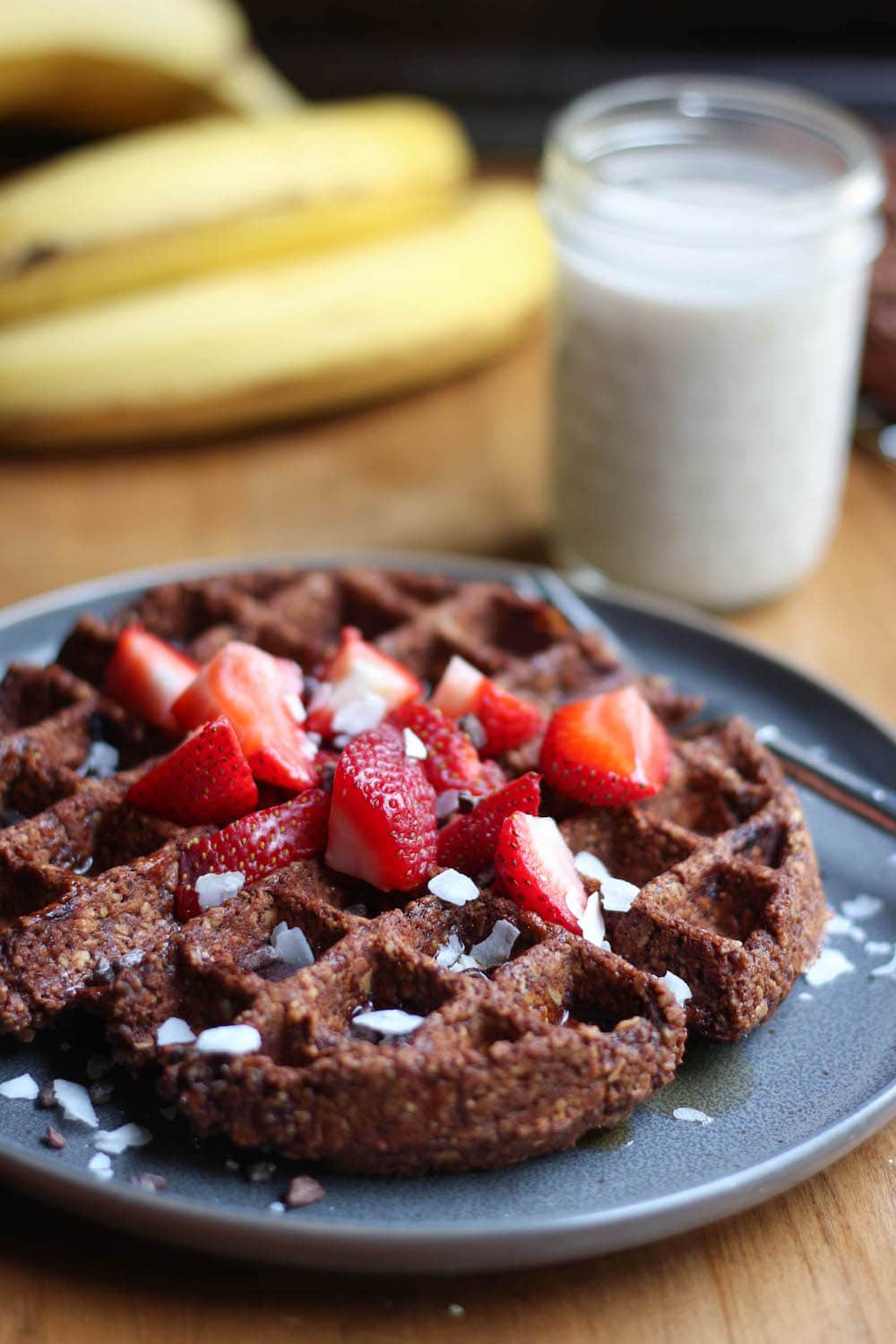 Vegan Chocolate Oat Flour Waffles