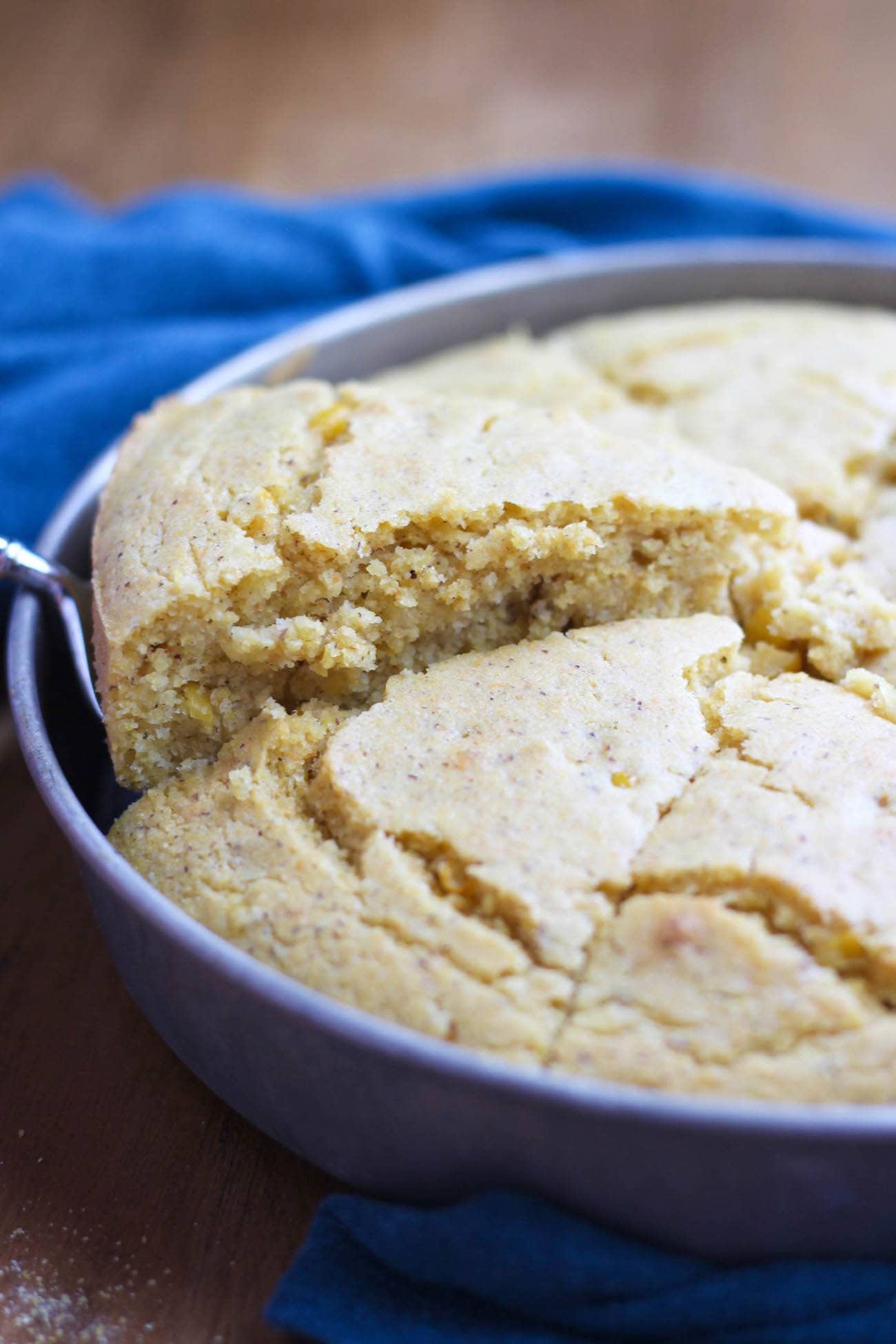 Getting Vegan Creamed Corn Cornbread out of the pan