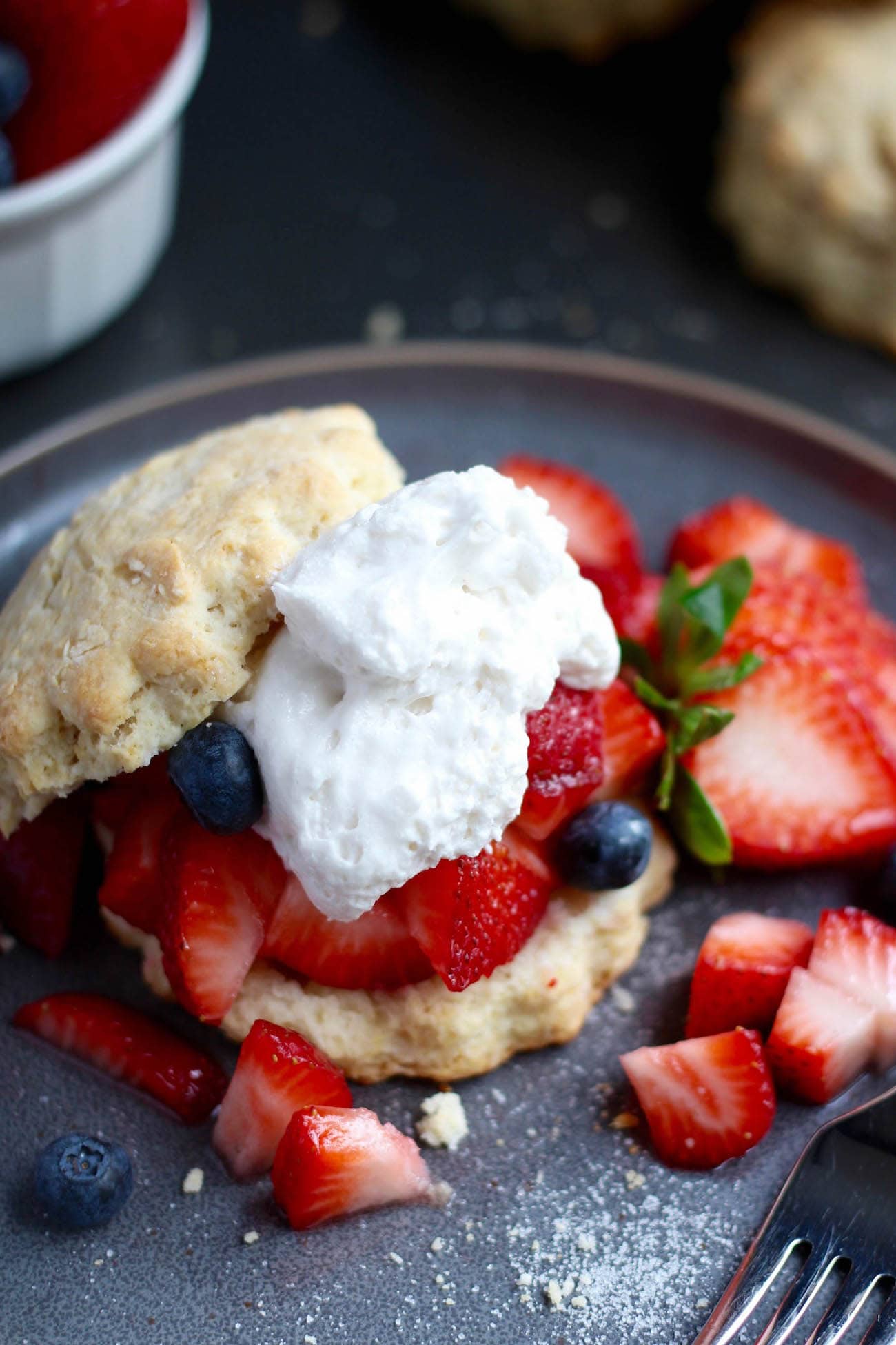 Vegan Strawberry shortcake close up