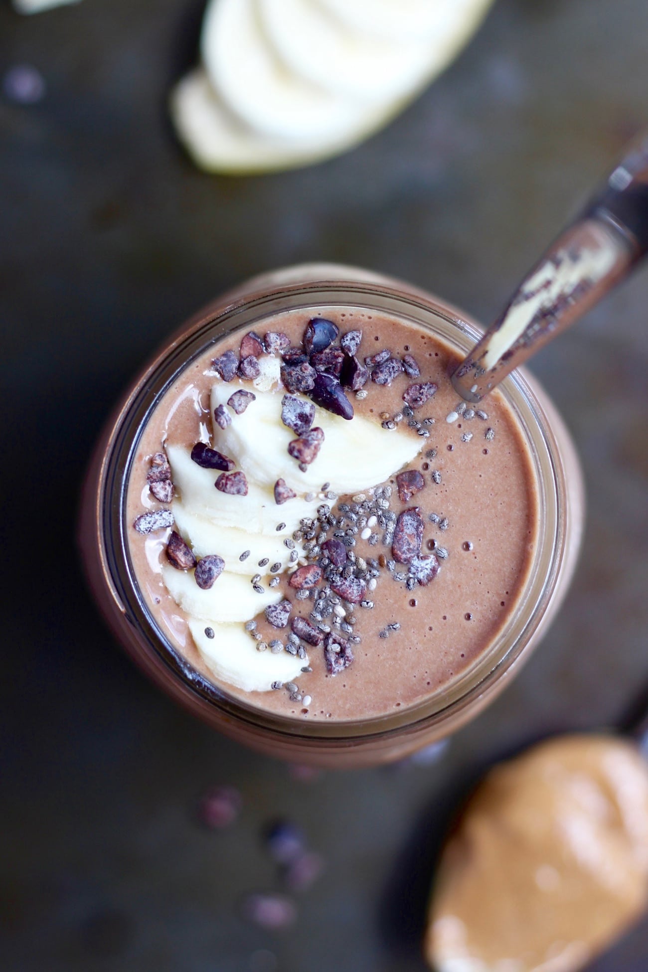 Chocolate Smoothie with Frozen Cauliflower with chia seeds