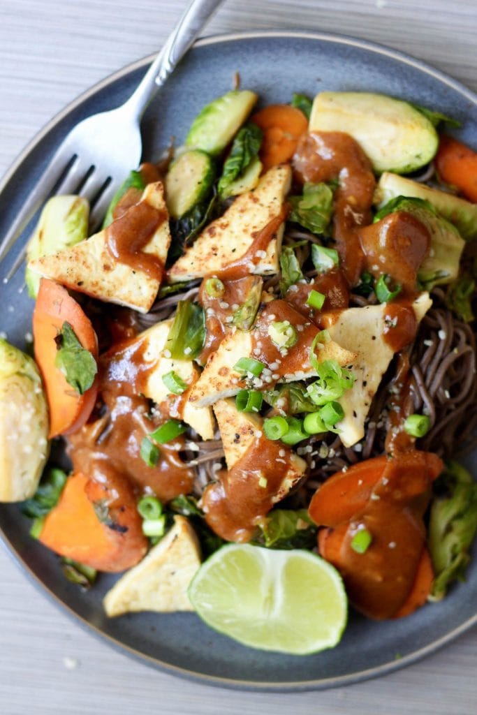 Almond Butter Soba Noodles with Tofu