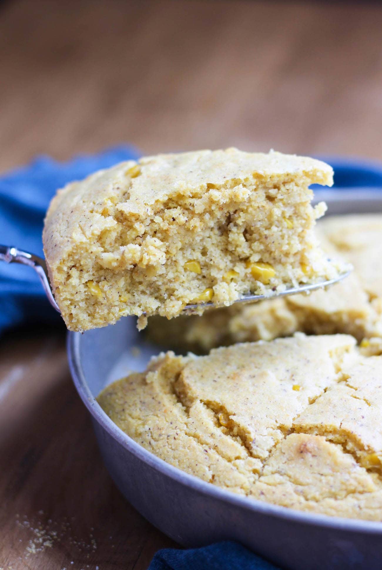 Vegan Creamed Corn Cornbread being served