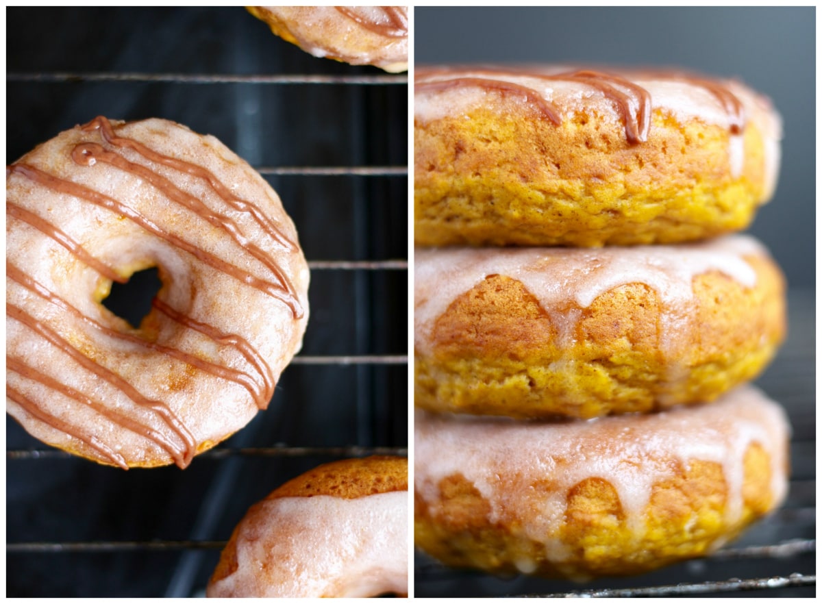 chocolate drizzledd pumpkin baked donuts