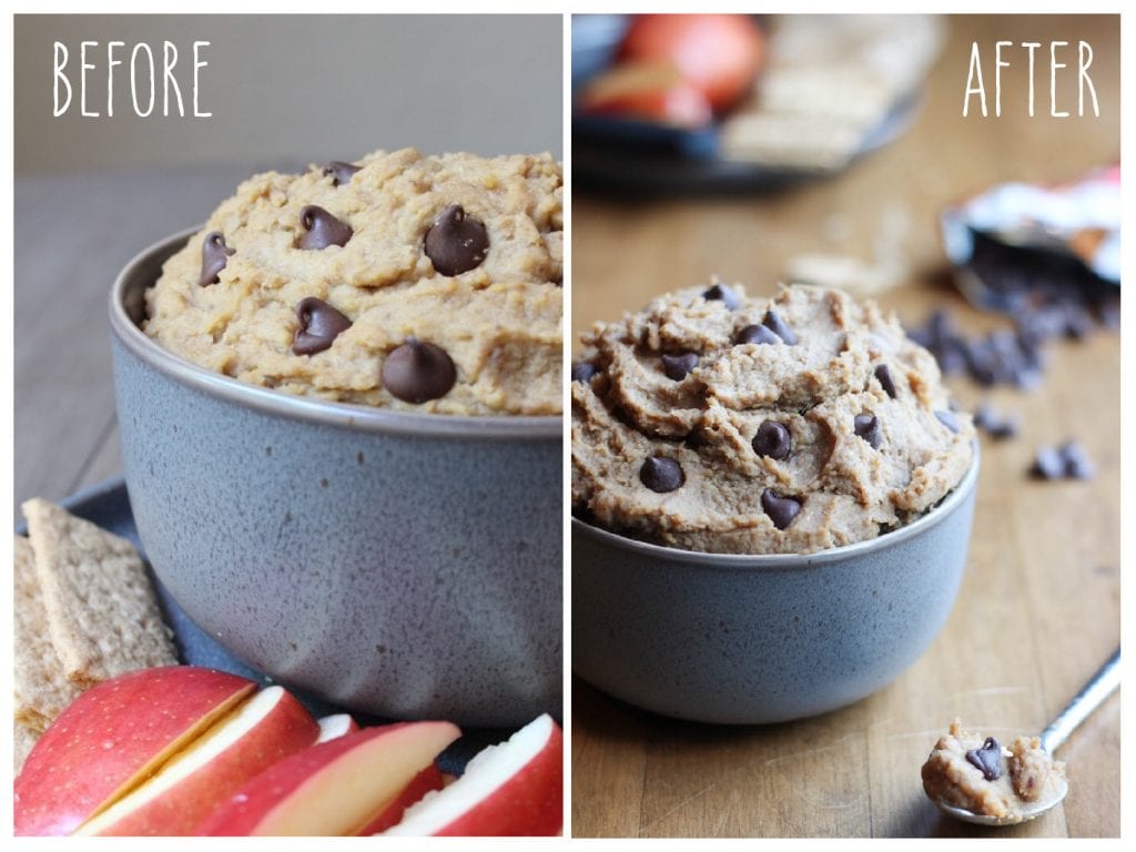 Before and After: 5 Ingredient Date Sweetened Chickpea Cookie Dough