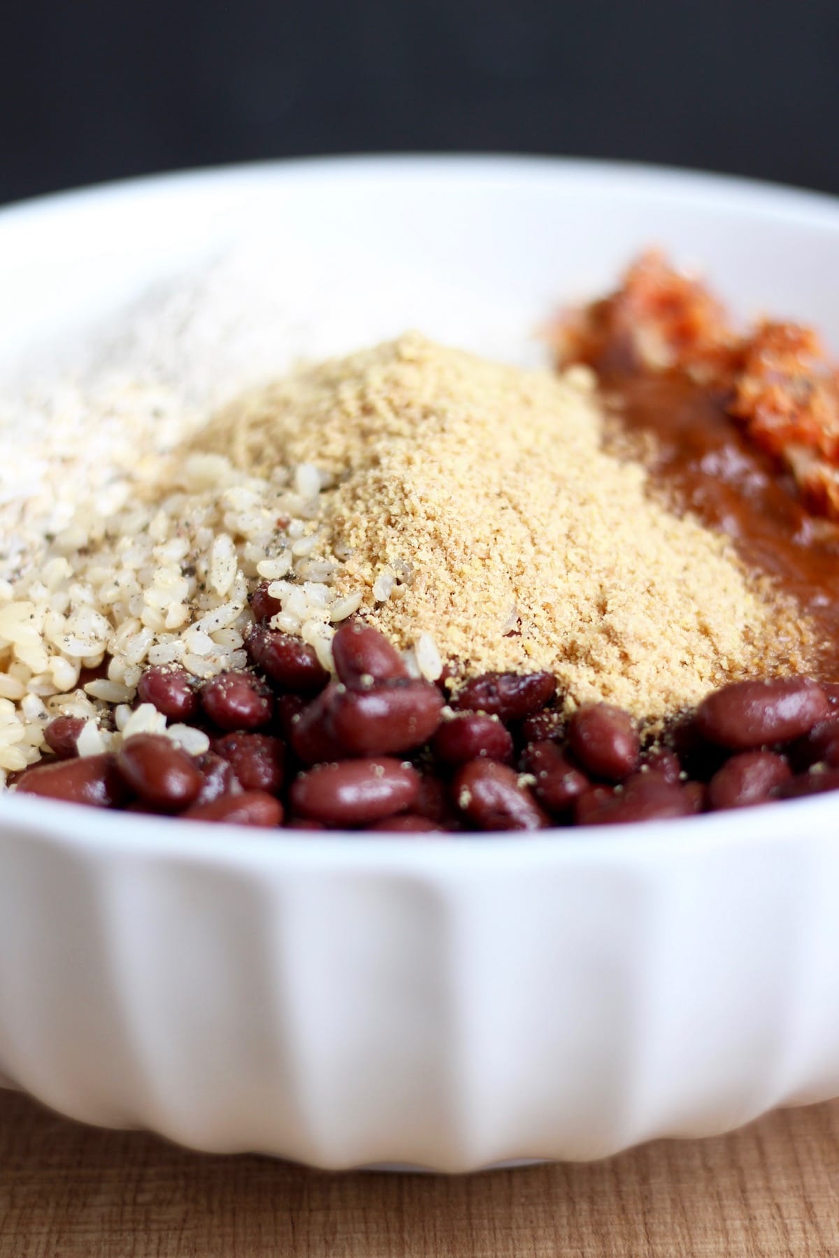 vegan veggie burger ingredients in a bowl