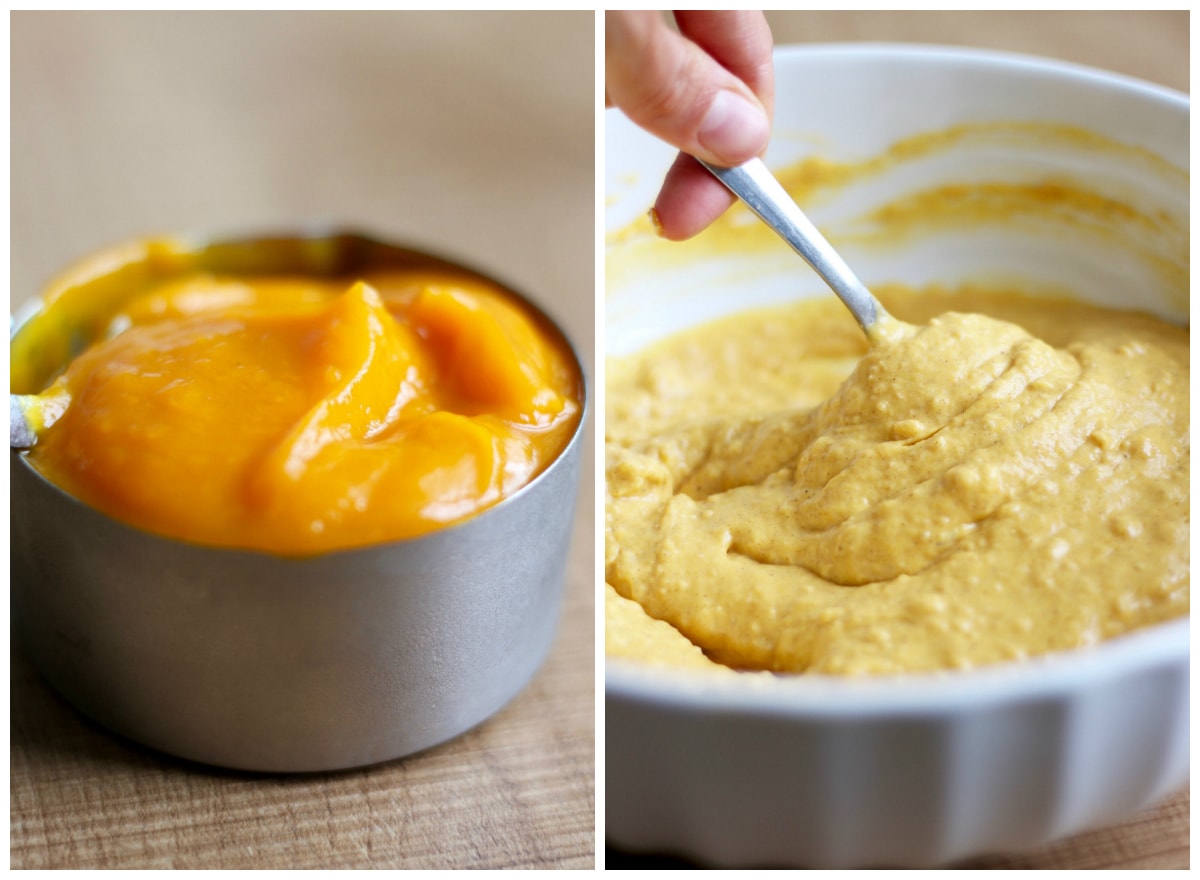 pumpkin puree and vegan pumpkin donut batter