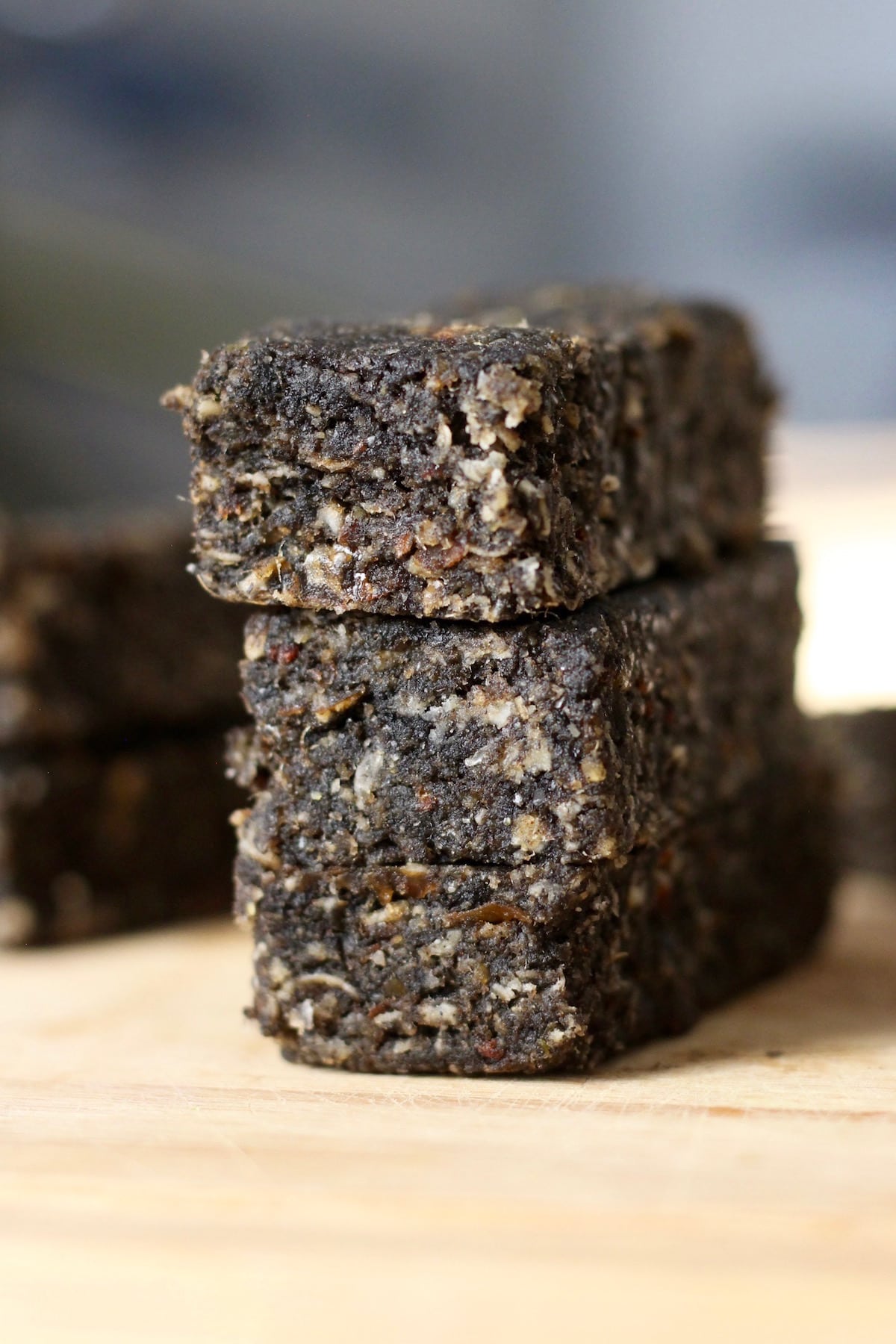 stacked Black Tahini Date Bars