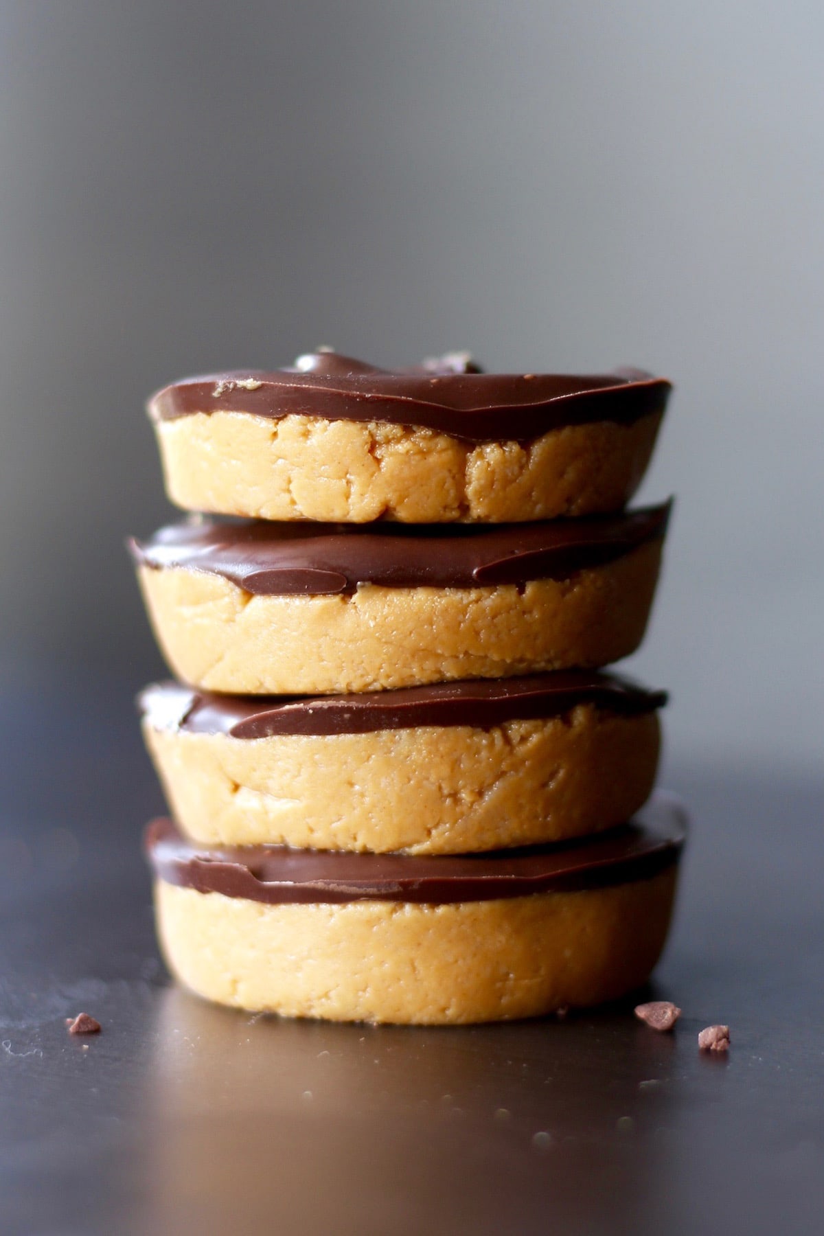 four peanut butter cups stacked on each other