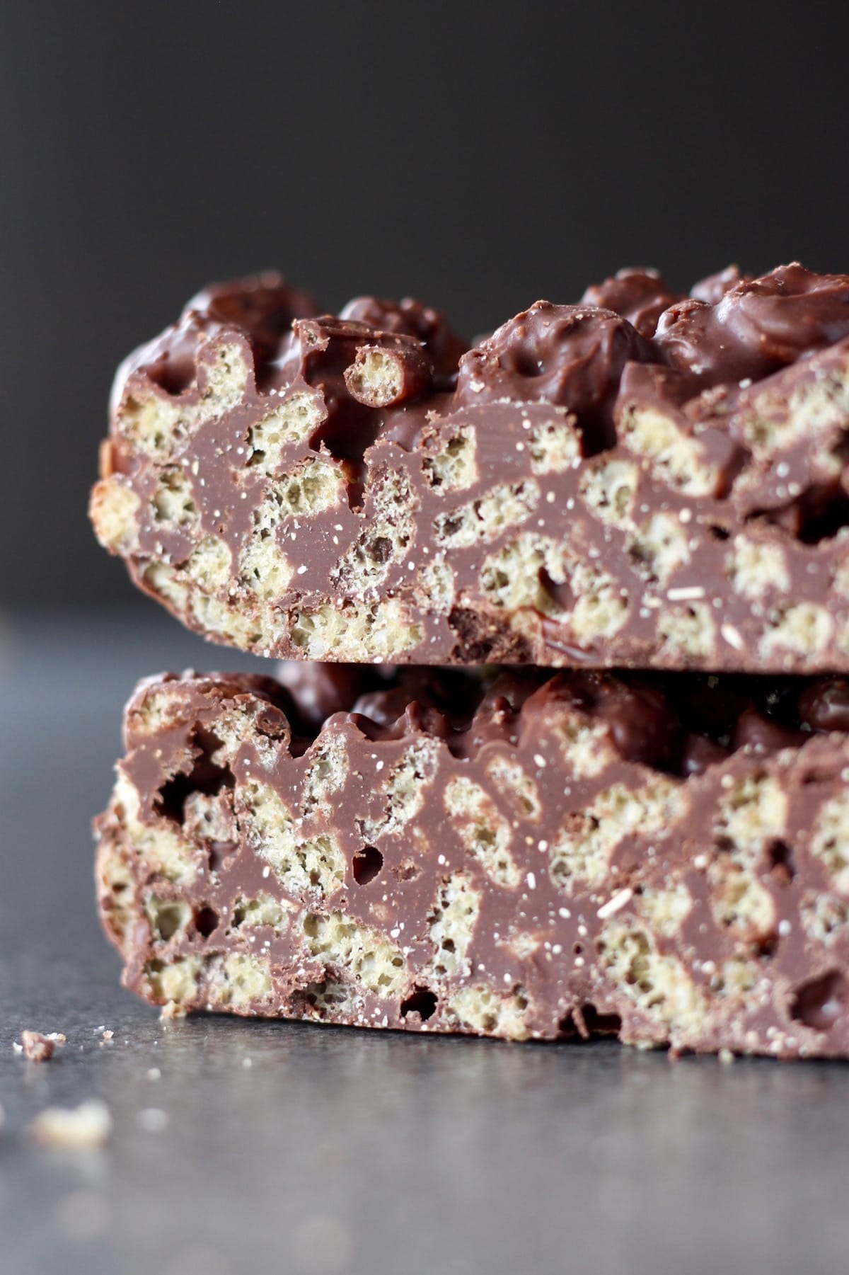 A close up of the inside of homemade cereal crunch bars