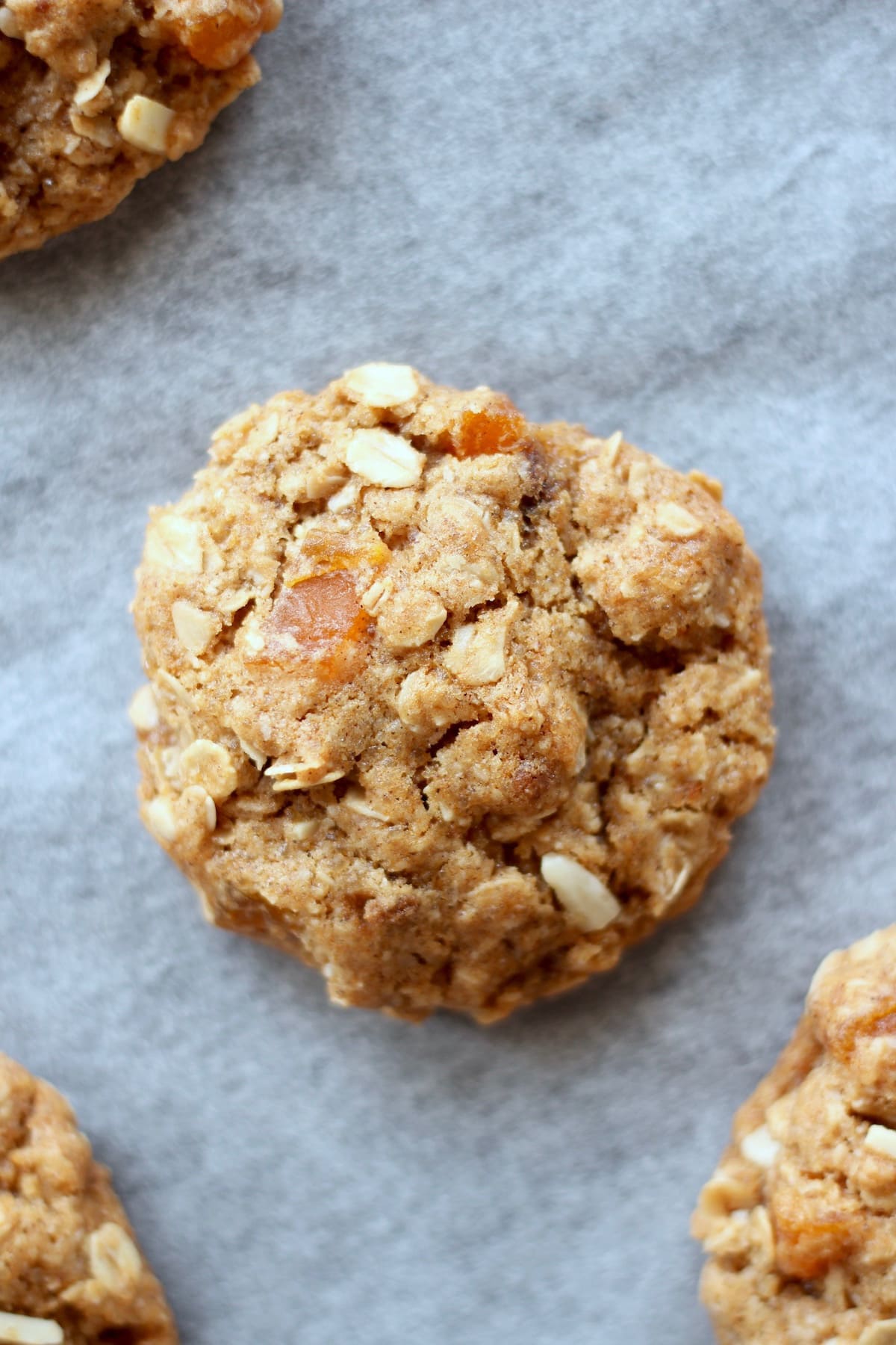 An oatmeal Apricot Almond Cookie from above