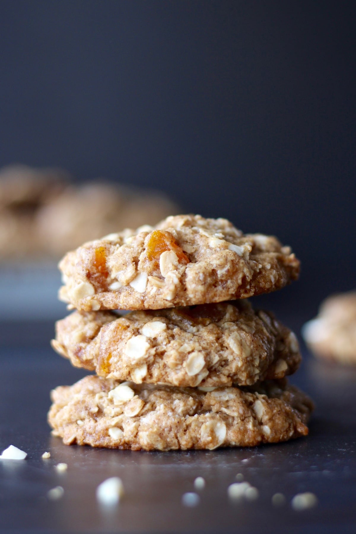 Stacked Chewy Vegan Oatmeal Apricot Cookies 