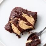 One Peanut Butter Swirl Brownie on a plate