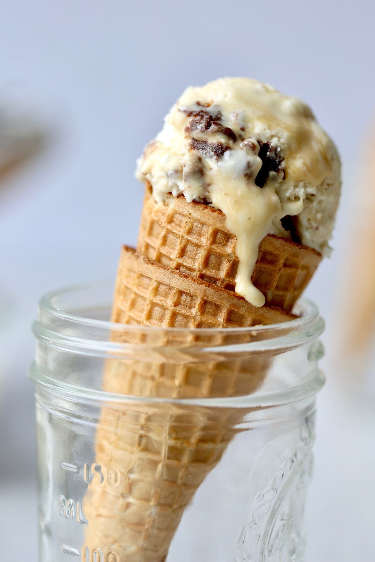 homemade vegan ice cream in a cone