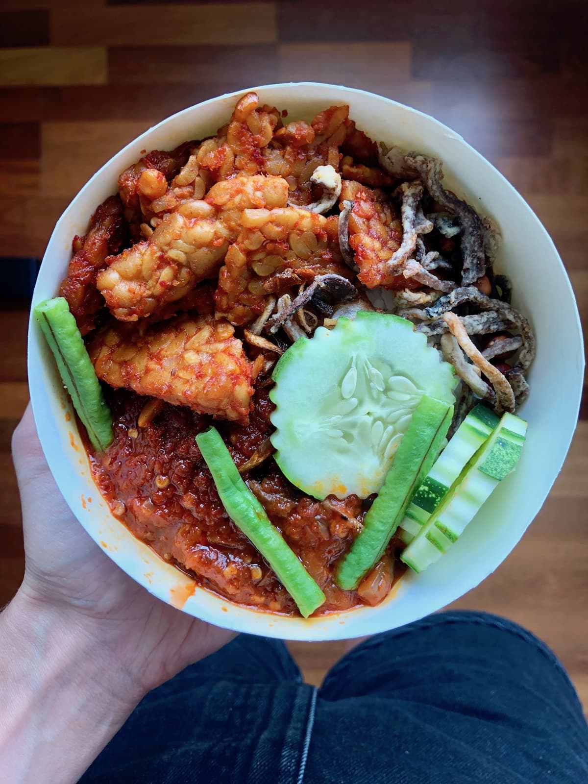 nasi lemak in a bowl