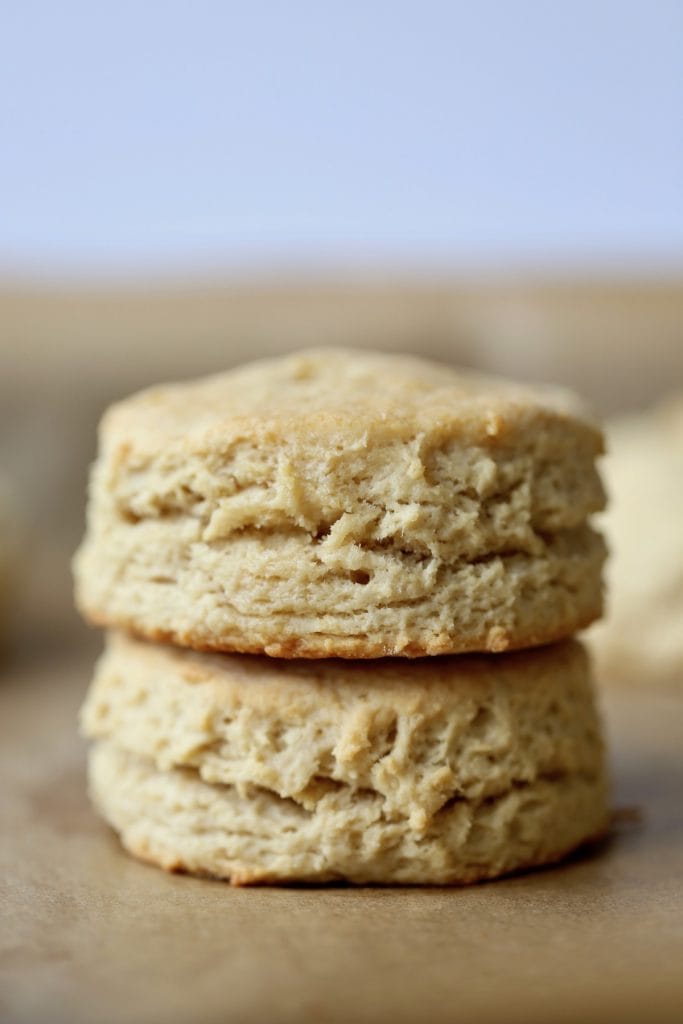 two vegan biscuits stacked on each other