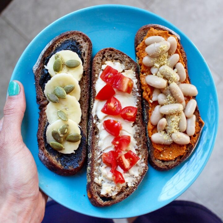 3 different versions of vegan toast ideas