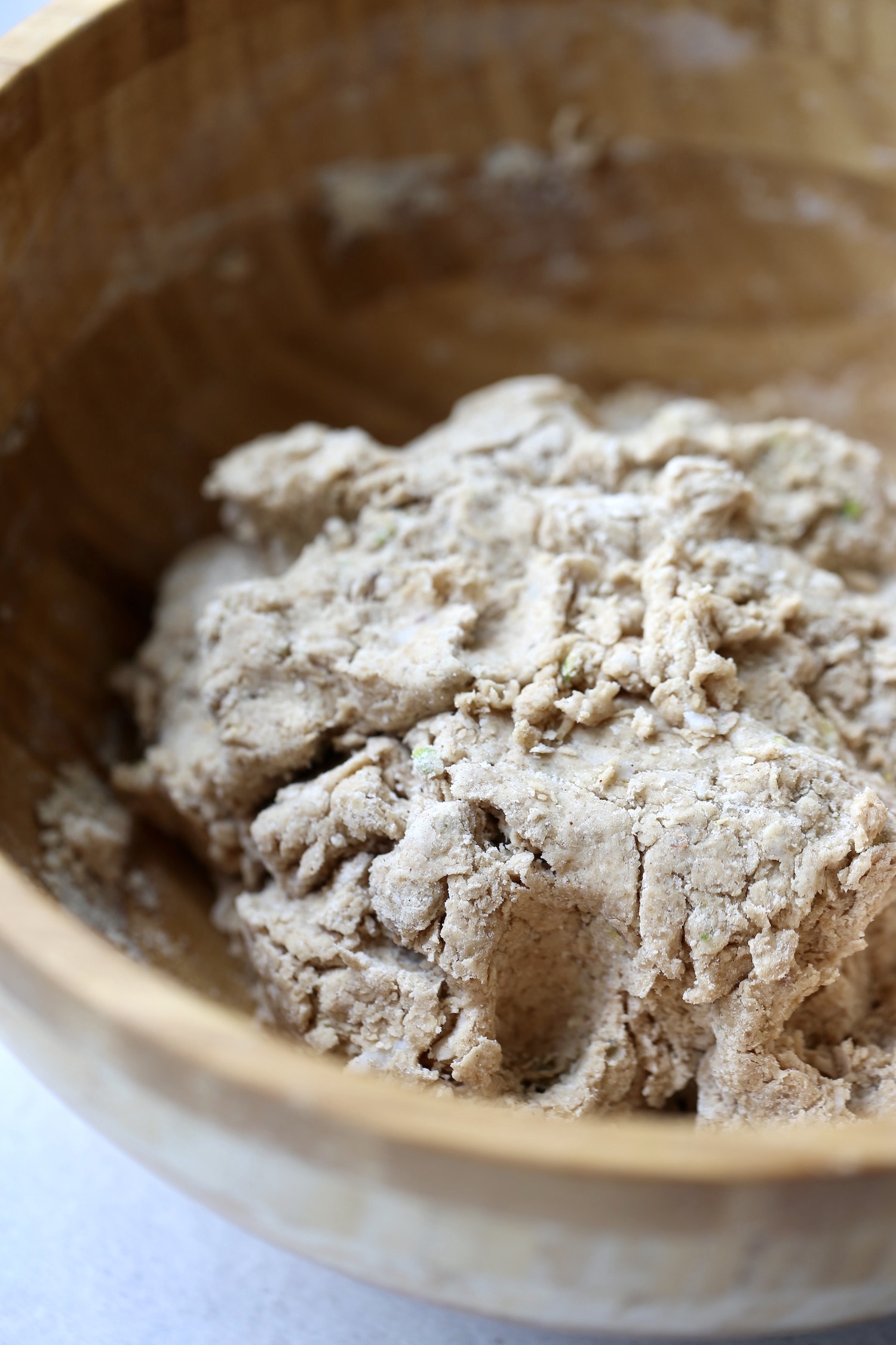vegan scone dough in a mixing bowl