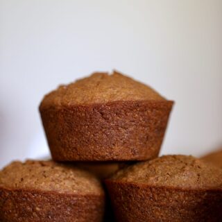 vegan raisin bran muffins stacked