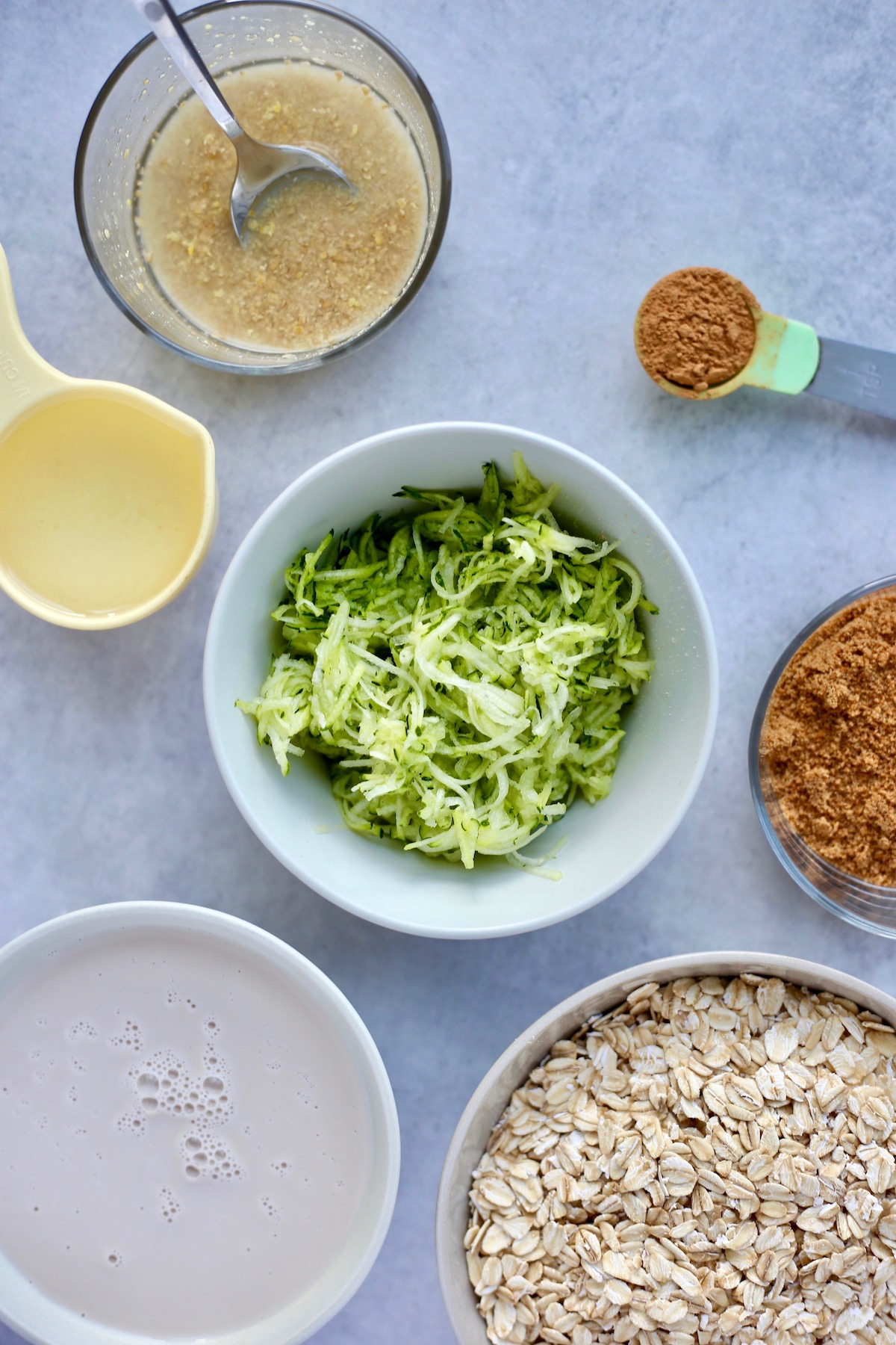 all the ingredients for zucchini bread baked oatmeal